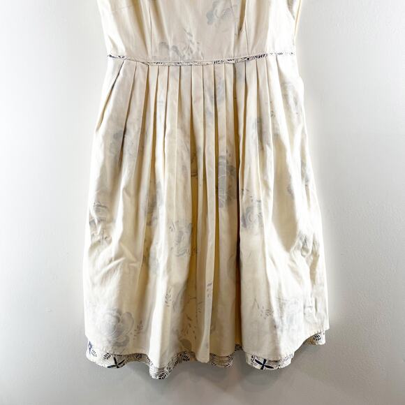 Anthropologie Moulinette Soeurs Floral Cotton Fit and Flare Mini Dress Cream 8 - Picture 4 of 8